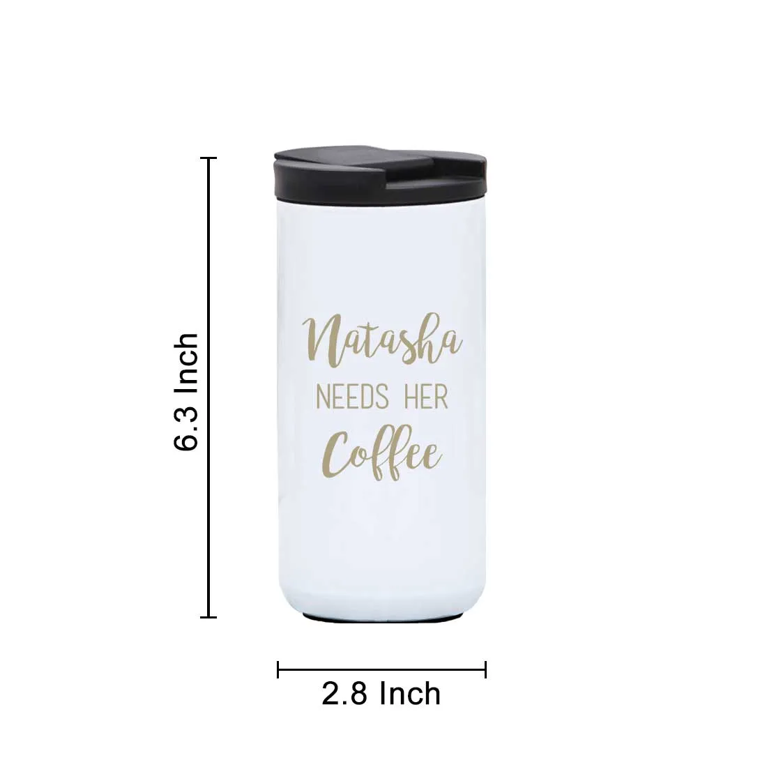 Personalized Travel Tea Mug with Lid Name Engraved Stainless Steel Flask (400ML)