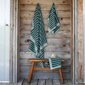 Pine Green Pembroke Stripe Cotton Towels