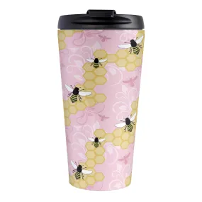 Pink Honeycomb Bee Travel Mug