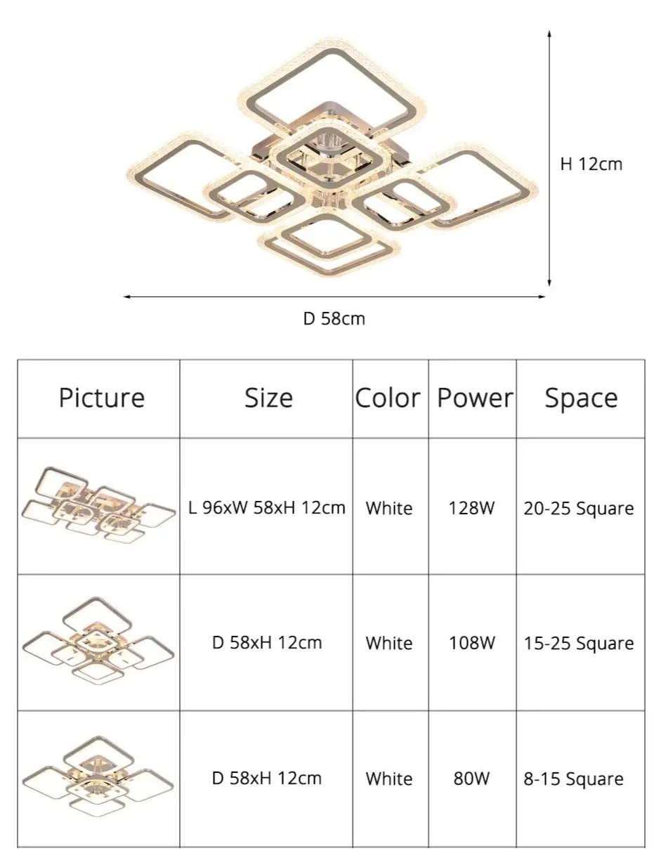 QIYI Kaoli Chrome Modern LED Ceiling Chandelier Remote Dimmable