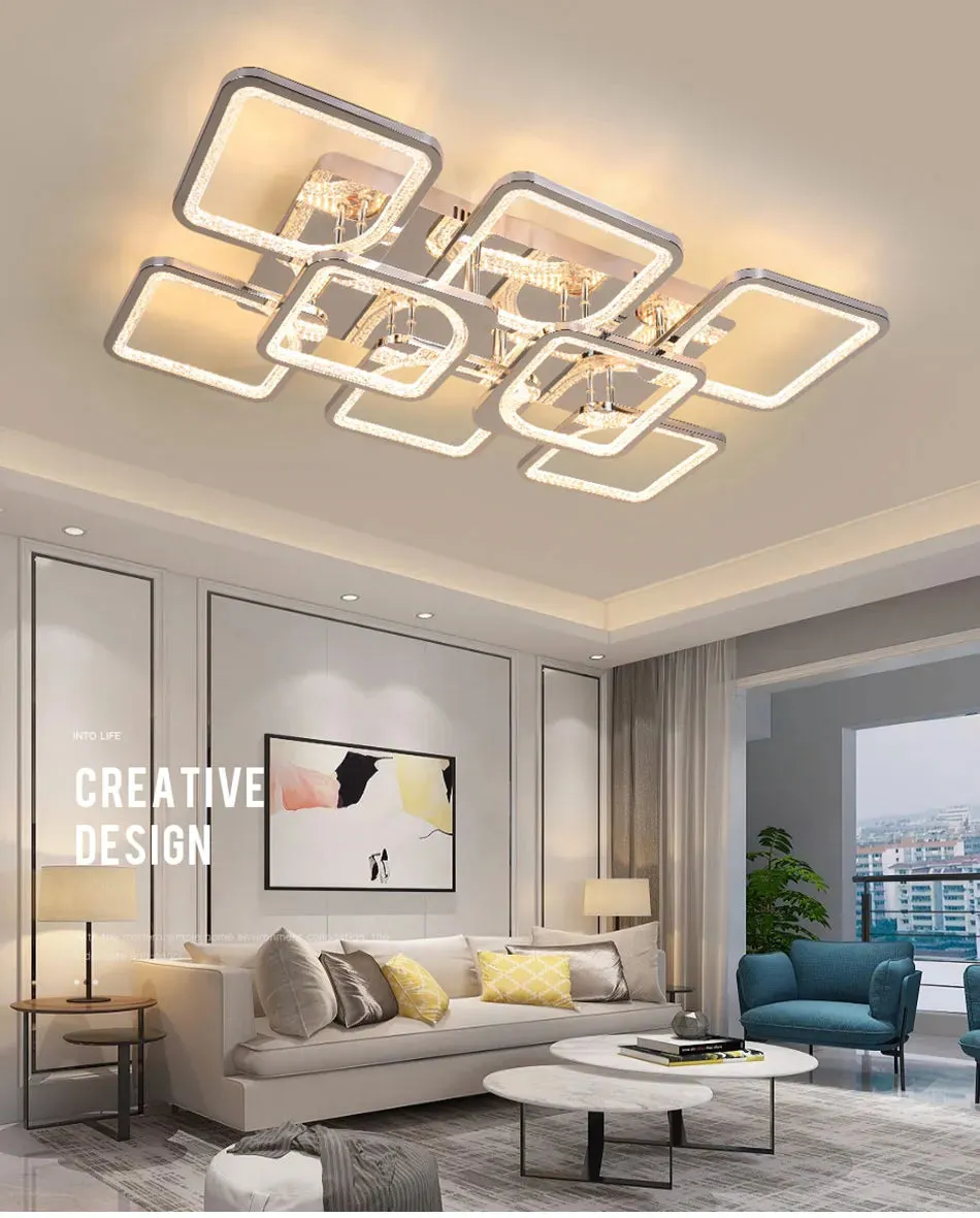 QIYI Kaoli Chrome Modern LED Ceiling Chandelier Remote Dimmable