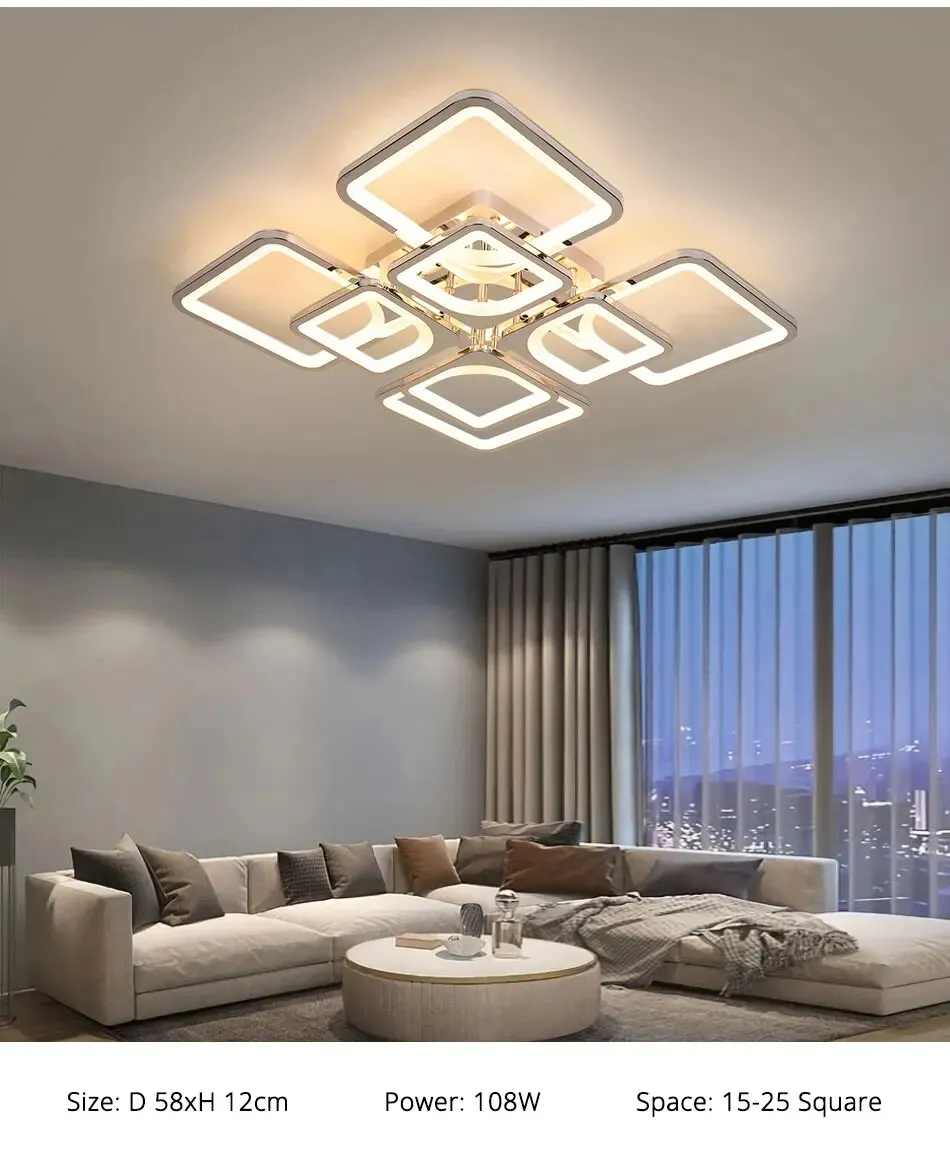 QIYI Kaoli Chrome Modern LED Ceiling Chandelier Remote Dimmable