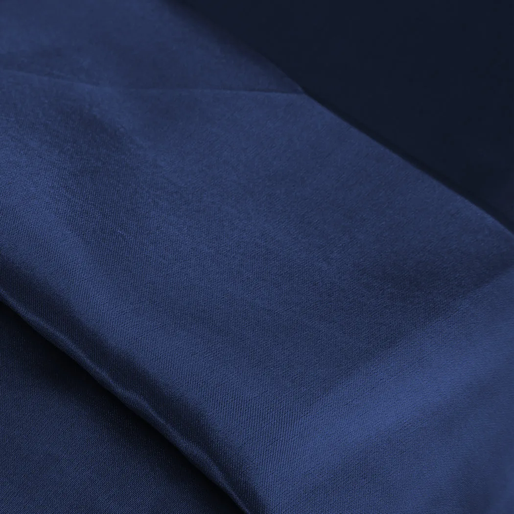 Queen Dreamz Silky Satin Sheets Fitted Flat Blue