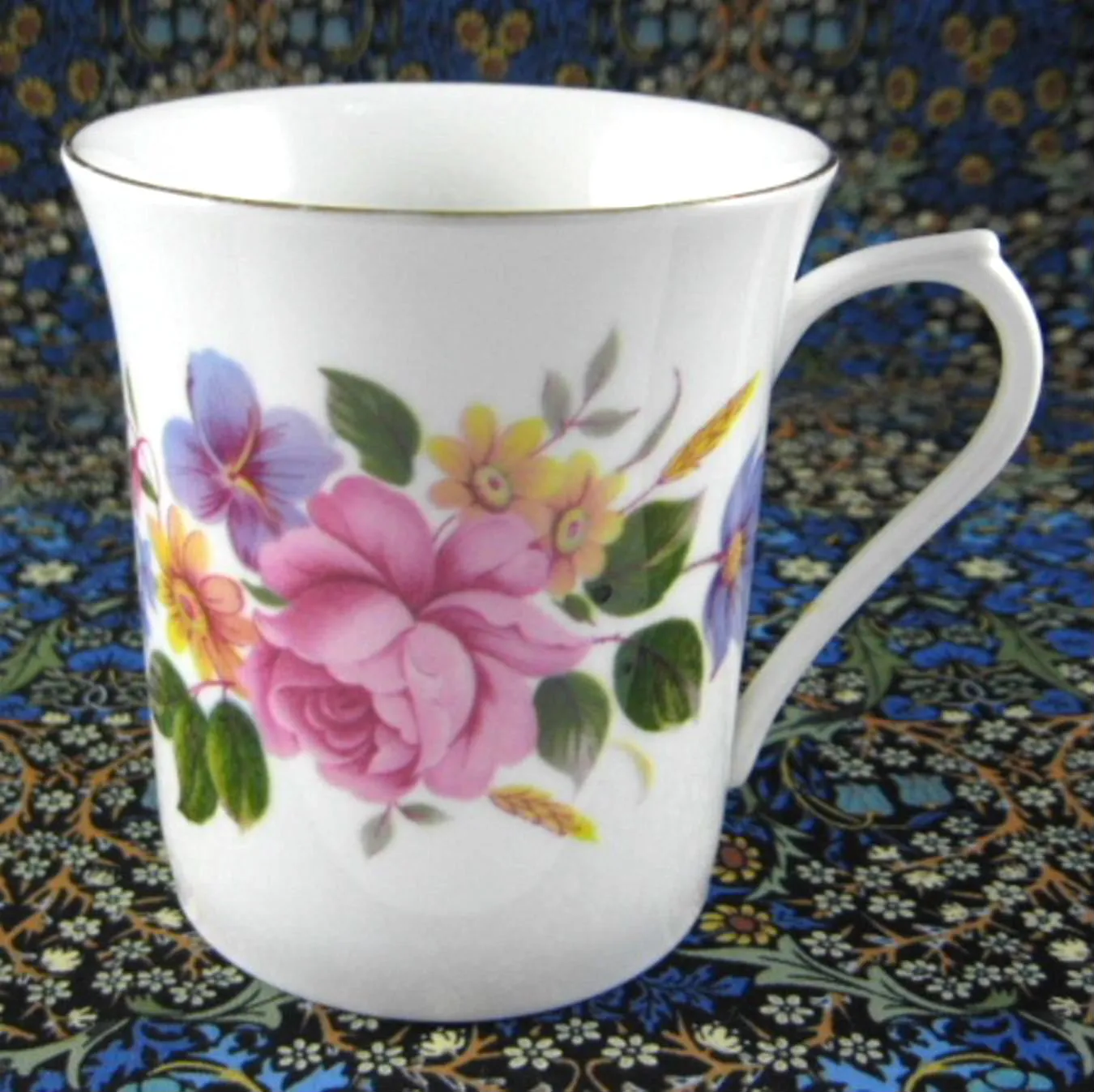 Queens Tea Mug Pretty Rose Bouquet English Bone China 1990s Rosina