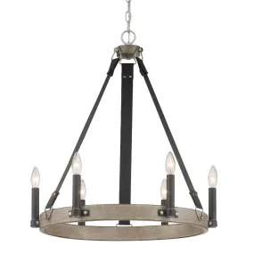 Rawson Ridge 24 in. 6 Lights Chandelier Antique Silver & Black finish