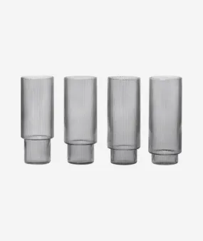 Ripple Long Drink Glasses Smoked Grey set/4