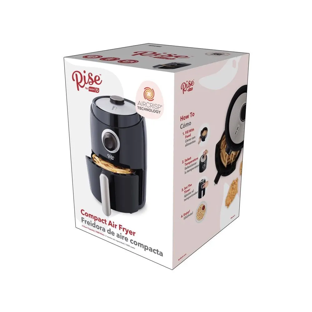 Rise by Dash RCAF160GBBK02 Compact Air Fryer, Black, 2 Quart