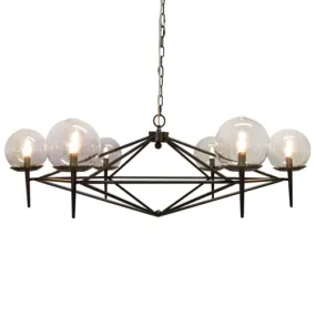 ROWAN 6 LIGHT CHANDELIER, BLACK POWDER COATED