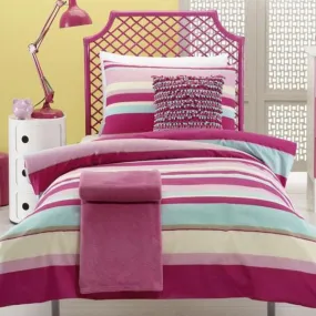 Ruby Girls Pink Multi Striped Quilt Cover Set