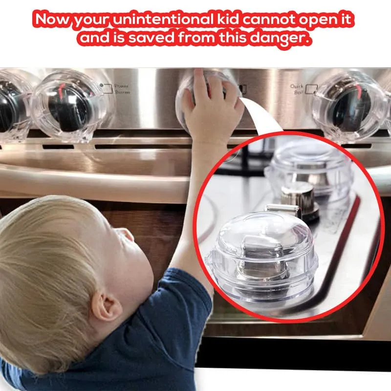 Safe-O-Kid- 2 Gas Stove Knob Covers/Guards- Transparent (Pack of 2)