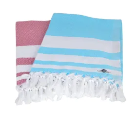 Sathiyas Supreme Turkish Cotton Bath Towel-2pcs Combo (Brown || Blue)