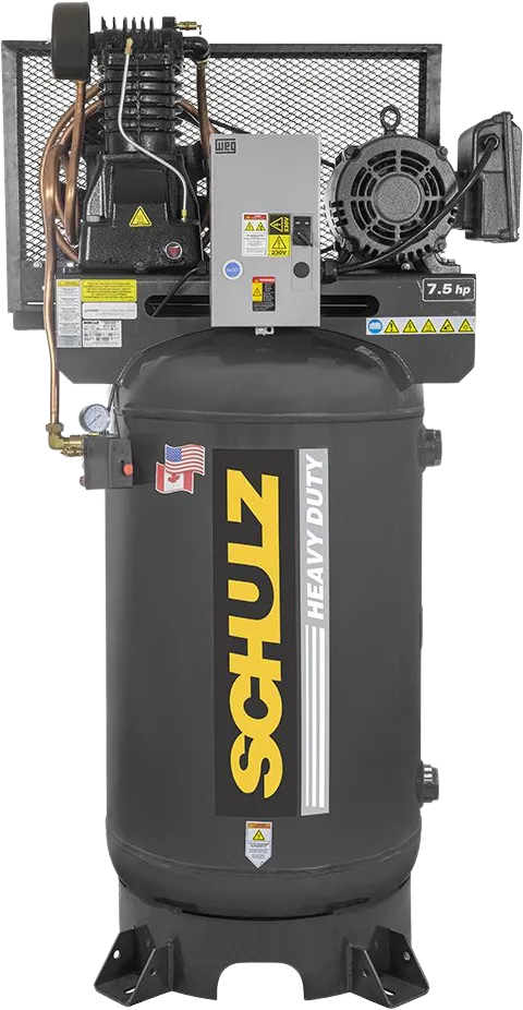 Schulz Premium Series Air Compressor 7.5 HP 80 gal. 2-Stage 208-230V 3-Phase Vertical New