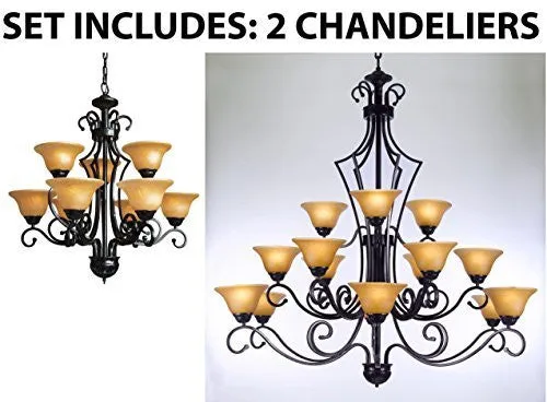 Set Of 2 - 1 For Entryway/Foyer And 1 For Dining Room Wrought Iron Chandelier - 1Ea451/9 1Ea451/15