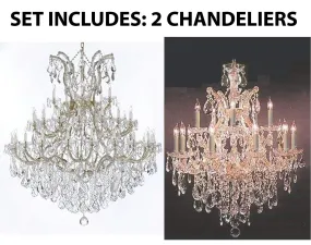 Set of 2-1 Large Foyer/Entryway Maria Theresa Empress Crystal (Tm) Chandeliers Lighting! H 60" W 52" and 1 Chandelier Crystal Lighting H30" X W28" - B12/2756/36 1   21532/12 1