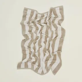 Simple Striped Terry Beach Towel - Ivory/Flax