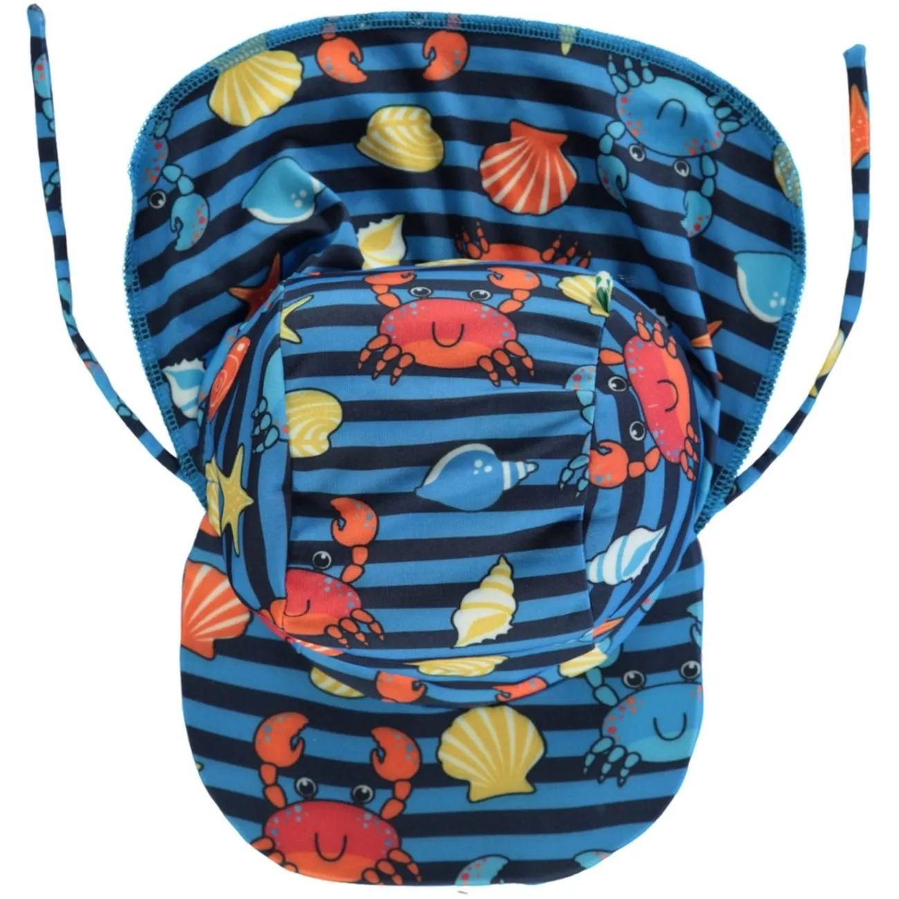 Småfolk Brilliant Blue Uv50 Sun Hat With Crabs