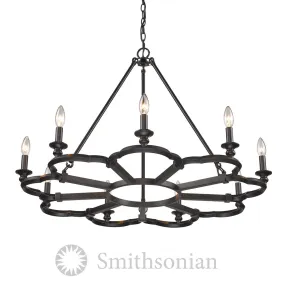 SMITHSONIAN SAXON 9 LIGHT CHANDELIER, AGED BRONZE