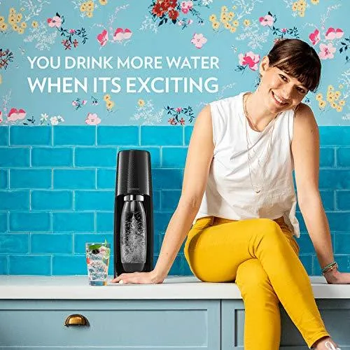 SodaStream Fizzi Sparkling Water Maker Bundle (Black), with CO2, BPA Free Bottles, and Bubly Drops Flavors