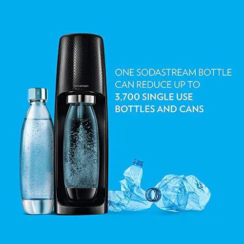 SodaStream Fizzi Sparkling Water Maker Bundle (Black), with CO2, BPA Free Bottles, and Bubly Drops Flavors