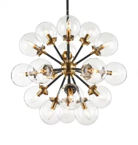 Soleil Aged Gold Brass with Black Rod 18 Light Round Chandelier