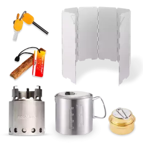 Solo Stove Stainless Steel Lite Camp Stove Gear Kit - Portable &amp; "Smokeless"