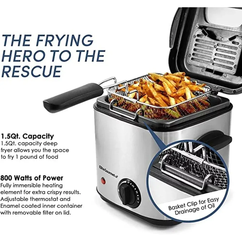 Stainless Steel Elite Gourmet 1.5 quart Deep Fryer