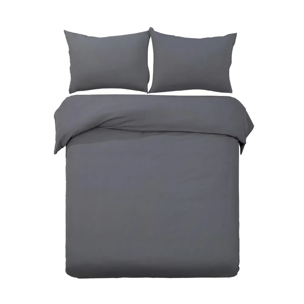 Super King Size Classic Quilt Cover Set - Charcoal