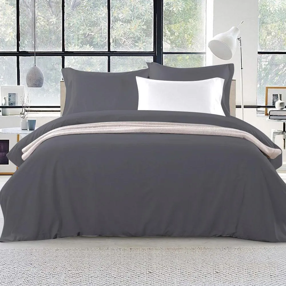 Super King Size Classic Quilt Cover Set - Charcoal