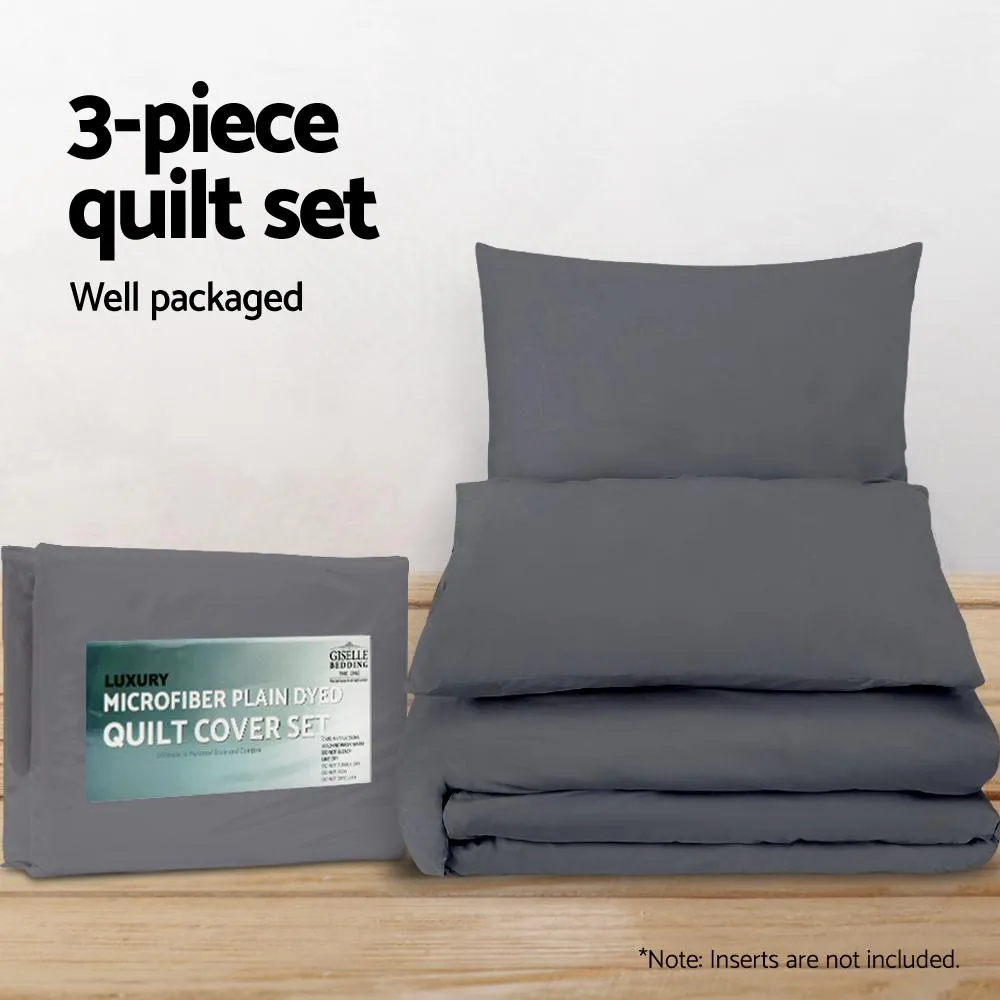 Super King Size Classic Quilt Cover Set - Charcoal