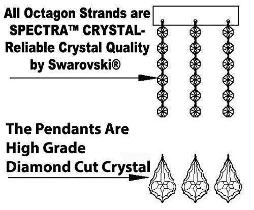 Swarovski Crystal Trimmed Chandelier Lighting Chandeliers H46" X W46" Dressed with Large, Luxe Crystals! - Great for The Foyer, Entry Way, Living Room, Family Room and More! w/Black Shades - A83-B90/BLACKSHADES/2MT/24 1SW