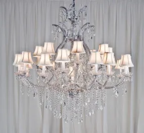 Swarovski Crystal Trimmed Chandelier Maria Theresa Chandelier Crystal Chandeliers Lighting H52" X W46" With Shades - A83-Whiteshades/Silver/52/2Mt/24 1 Sw