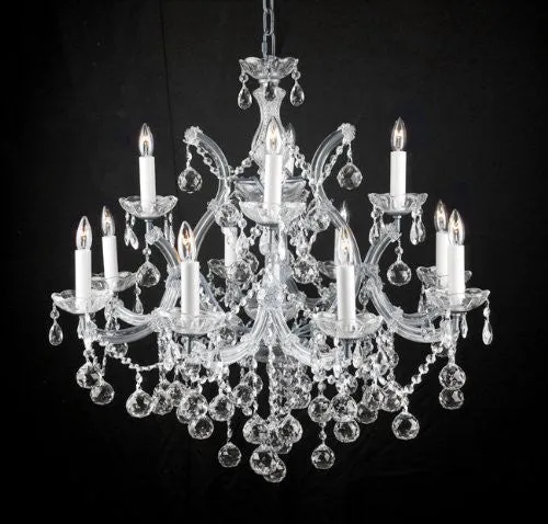 Swarovski Crystal Trimmed Chandelier New Lighting Chandelier W/ Crystal Balls 28 X 30 - A83-Silver/Balls/21532/12 1 Sw