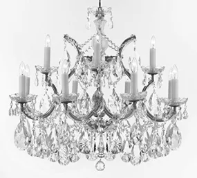 Swarovski Crystal Trimmed Maria Theresa Chandelier Crystal Lighting Chandeliers Lights Fixture Pendant Ceiling Lamp for Dining room, Entryway , Living room With Large, Luxe Crystals! H22" X W28" - A83-CS/B89/21532/12 1SW