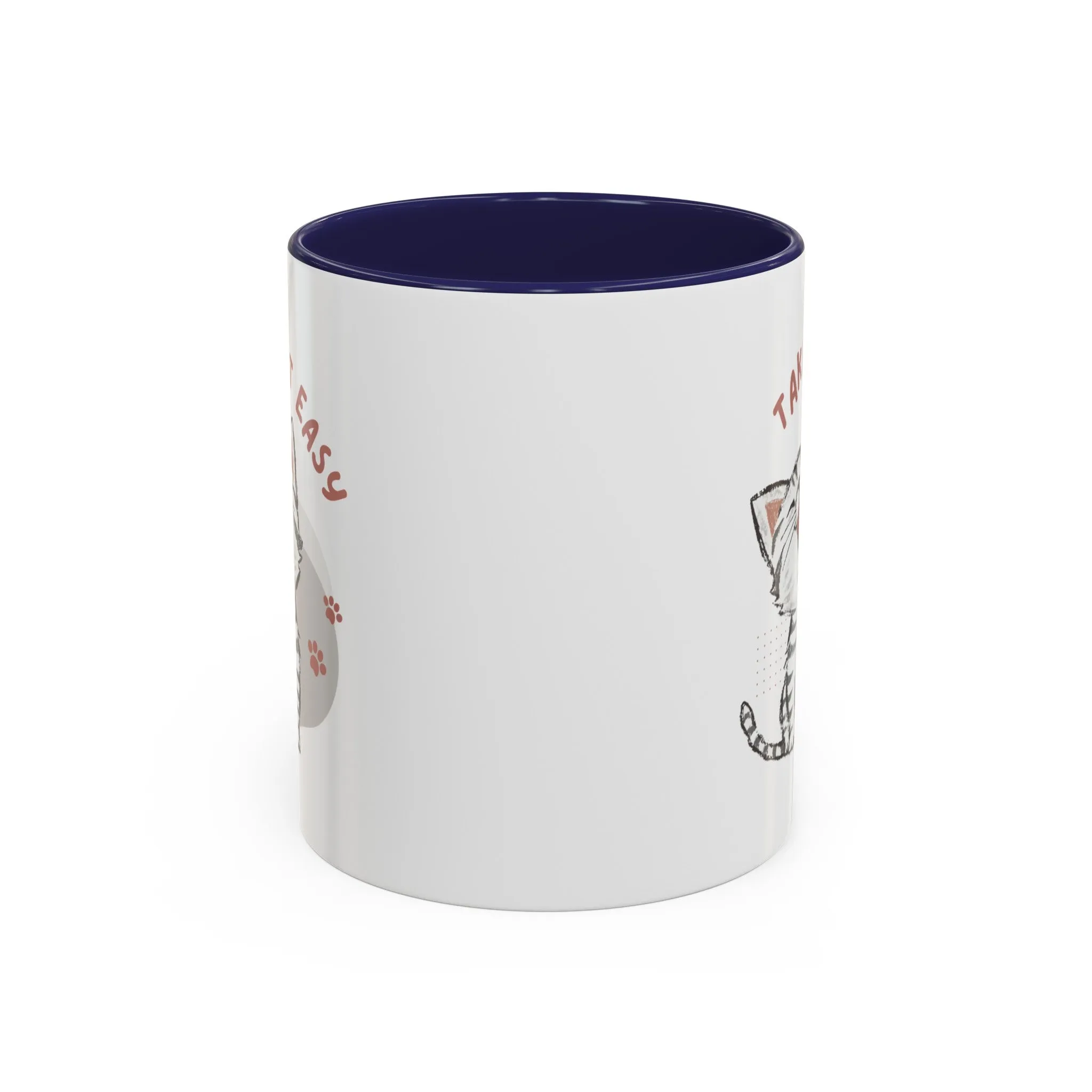 Take it Easy with Cute Cat on Classic Ceramic Coffee Mug, 11oz Multi Colors for Cat Lovers