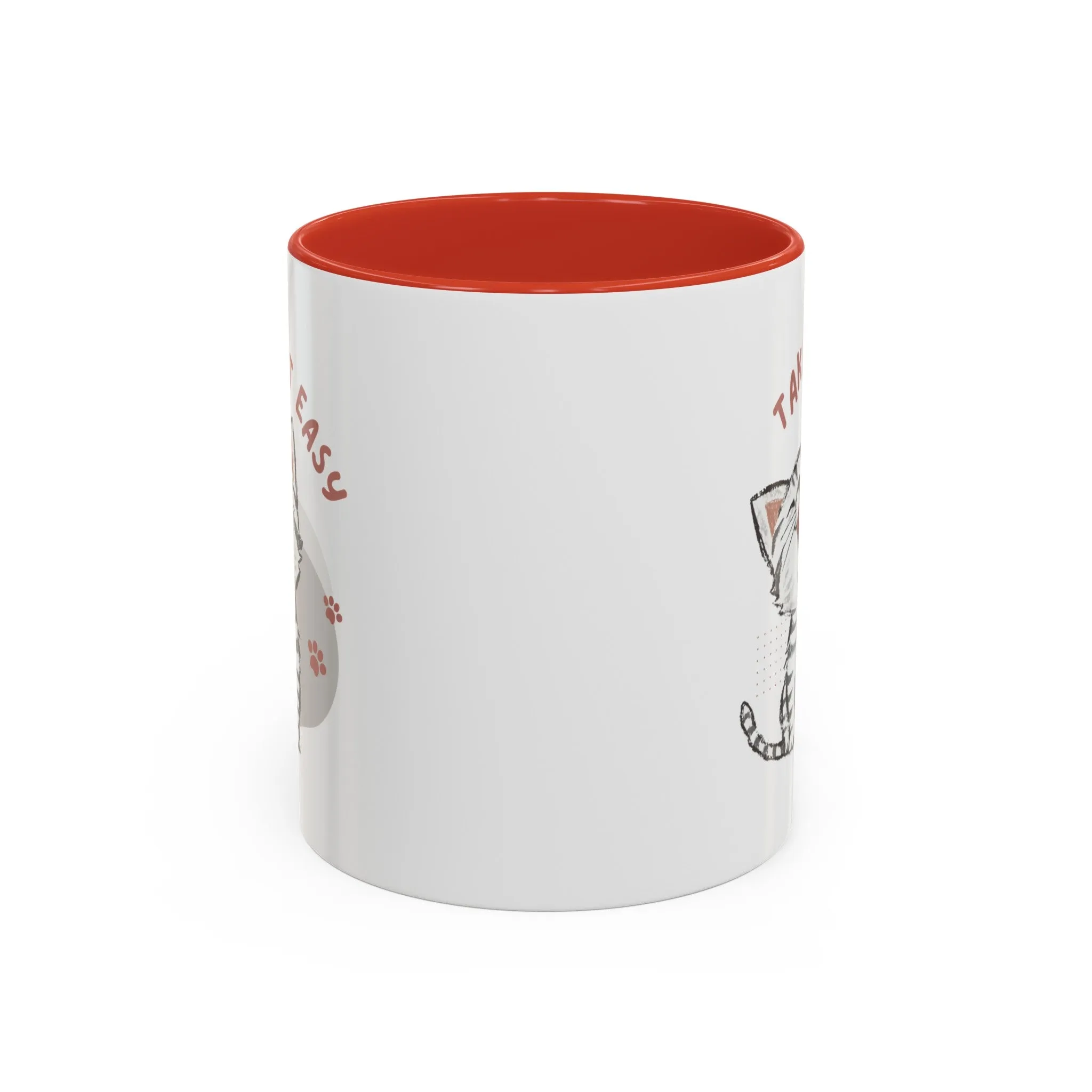 Take it Easy with Cute Cat on Classic Ceramic Coffee Mug, 11oz Multi Colors for Cat Lovers