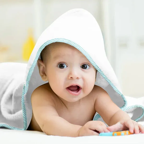 The Baby Atelier 100% Organic Blue on Blue Organic Organic Hooded Towel Set