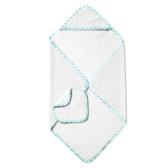 The Baby Atelier 100% Organic Blue on Blue Organic Organic Hooded Towel Set