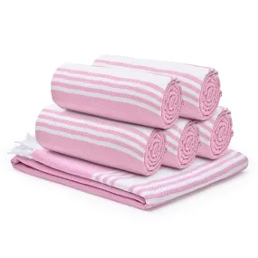 The Better Home 100% Cotton Turkish Bath Towel | Quick Drying Cotton Towel | Light Weight, Soft & Absorbent Turkish Towel (Pack of 6, Pink)