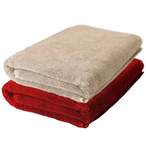 The Better Home Bamboo Bath Towel for Men & Women | 450GSM Bamboo Towel | Ultra Soft, Hyper Absorbent & Anti Odour Bathing Towel | 27x54 inches (Pack of 2, Beige   Red)