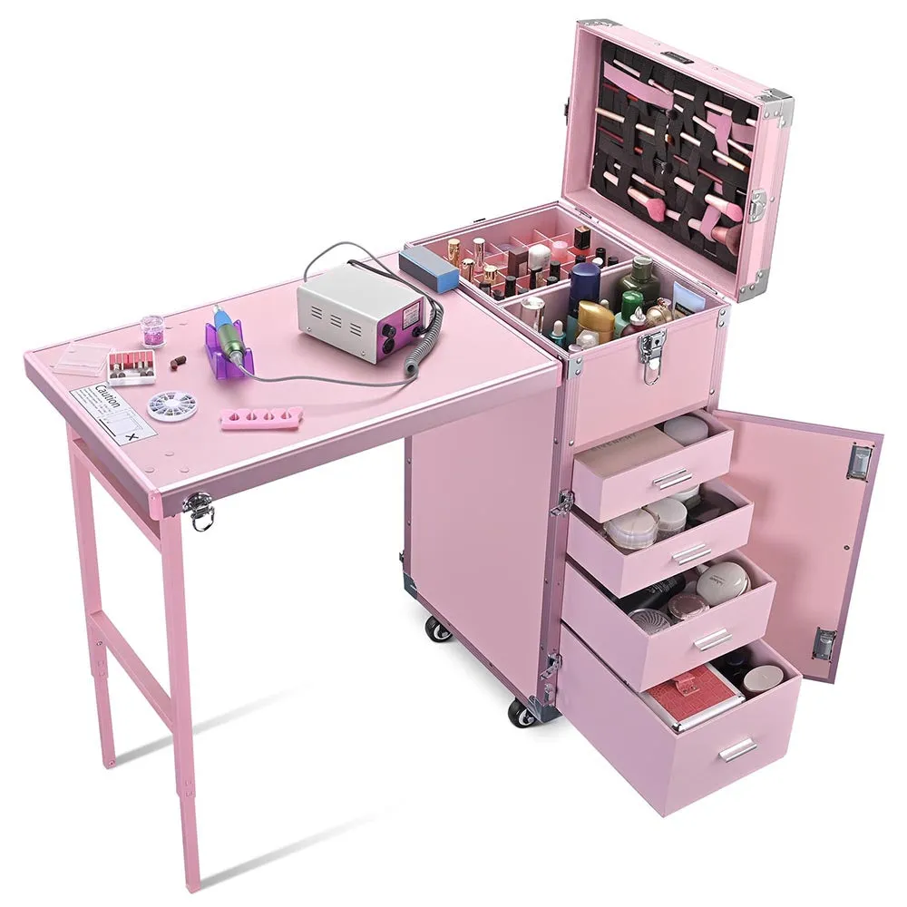 TheLAShop Rolling Makeup Station Hair Nail Workstation Drawers