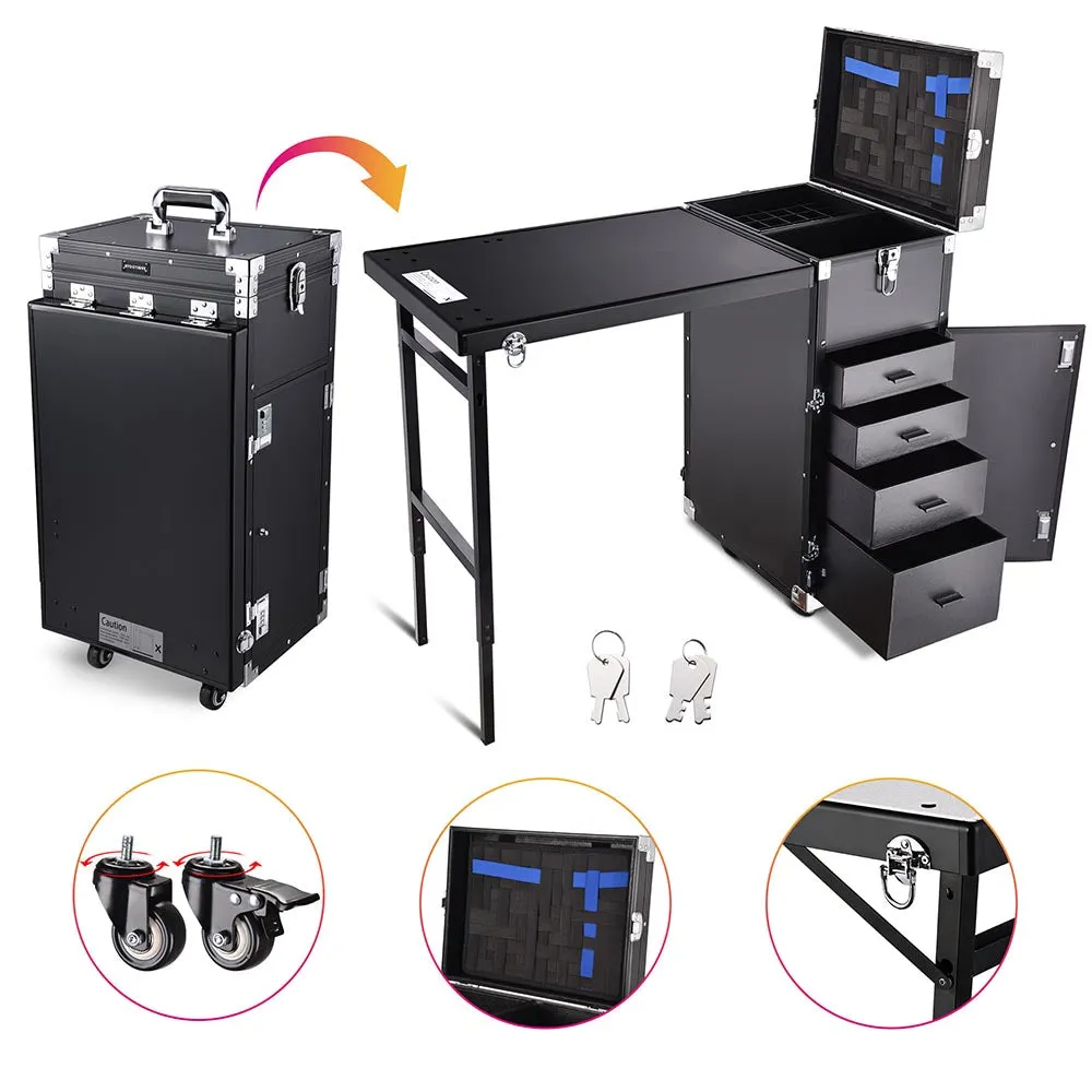 TheLAShop Rolling Makeup Station Hair Nail Workstation Drawers