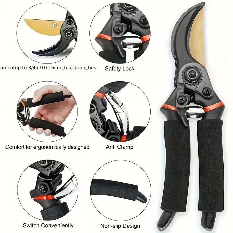 Titanium Pruning Shears - Ultra-Sharp, Heavy-Duty Scissors