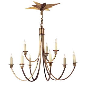 VENETIAN TWO TIER CHANDELIER, HAND RUBBED ANTIQUE BRASS