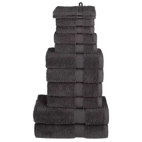 vidaXL 12 Piece Premium Towel Set SOLUND Anthracite 600 gsm - Ultra Soft, 100% Cotton Towels