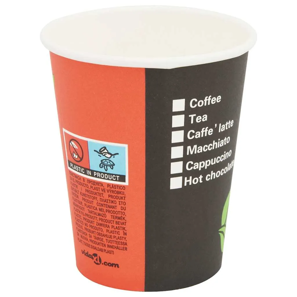 vidaXL Paper Coffee Cups with Lids 1000 pcs 8oz 240ml