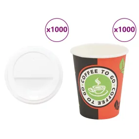 vidaXL Paper Coffee Cups with Lids 1000 pcs 8oz 240ml