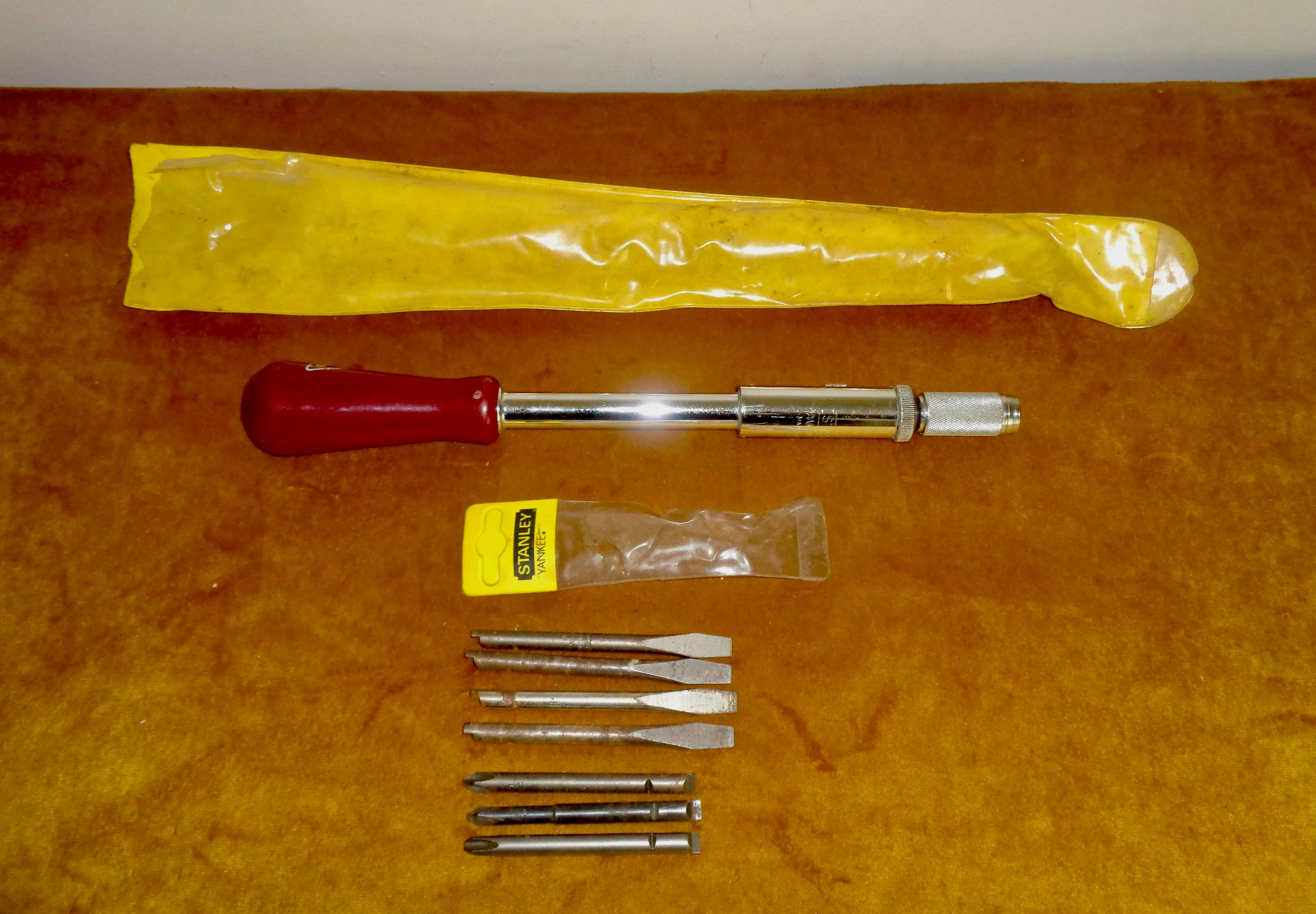 Vintage Stanley 130B Yankee Ratchet Screwdriver & Accessories