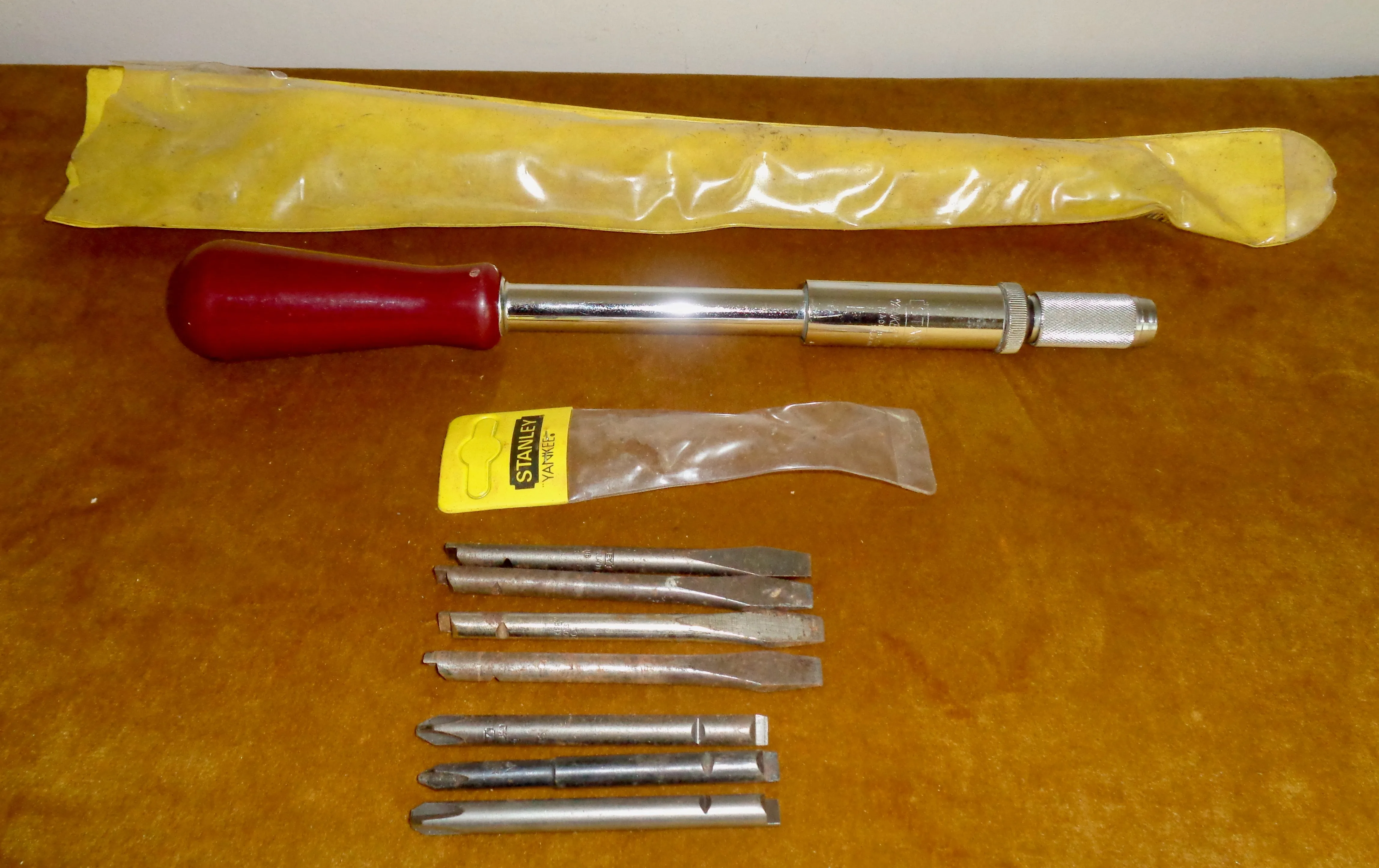 Vintage Stanley 130B Yankee Ratchet Screwdriver & Accessories