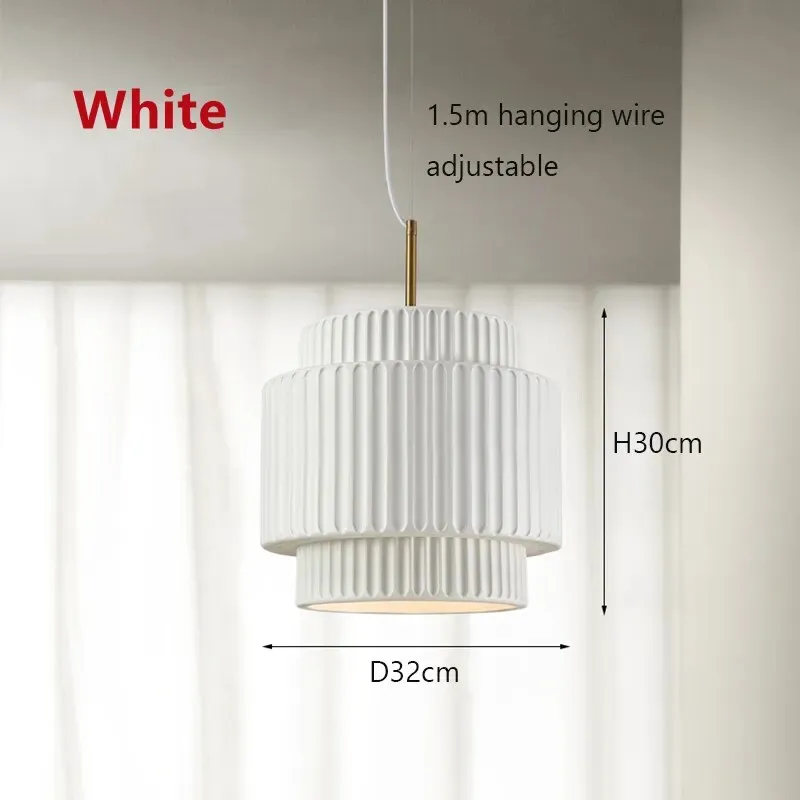 Wabi-sabi Designer Cream White Resin Chandeliers Dining Room Hanging Lamp