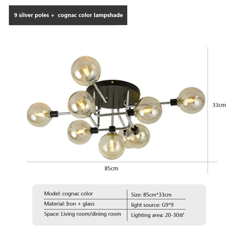 WAD Nordic round glass G9 LED Chandelier Lighting